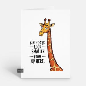 Funny Giraffe Birthday Card For Him Or Her, Unique Joke Greeting Card For Adult
