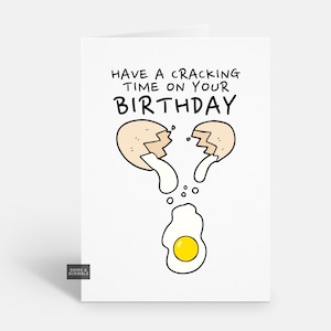 Tarjeta de cumpleaños divertida con un juego de palabras con huevos para él o ella, tarjeta de felicitación de broma para hombres o mujeres adultos