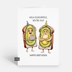 Tarjeta de cumpleaños con un divertido juego de palabras con aguacate para él o ella, tarjeta de felicitación de broma para hombres o mujeres adultos