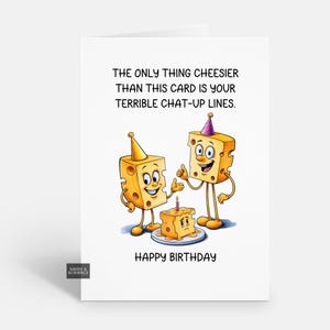 Tarjeta de cumpleaños divertida y grosera para él o ella, tarjeta de felicitación con chiste de queso para hombres o mujeres adultos.