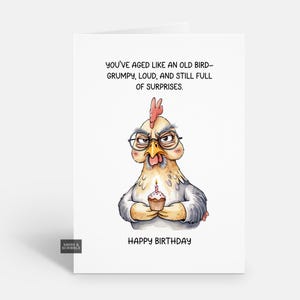 Divertida tarjeta de cumpleaños de pollo grosero para él o ella, tarjeta de felicitación de broma para hombres o mujeres adultos