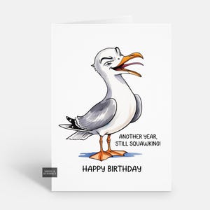 Carte d'anniversaire drôle de mouette pour lui ou elle, carte de voeux de plaisanterie pour la célébration d'hommes ou de femmes adultes