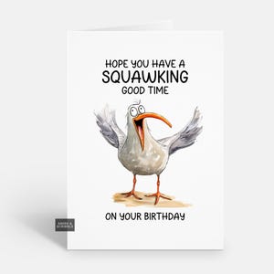 Carte d'anniversaire drôle de mouette pour lui ou elle, carte de voeux pour l'amant d'oiseau