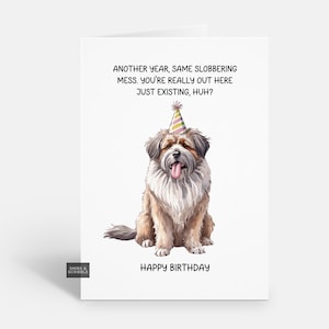 Carte d'anniversaire drôle de chien grossier pour lui ou elle, carte de voeux de plaisanterie pour les hommes ou les femmes adultes