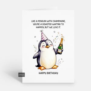 Funny Penguin Birthday Card – Cheeky Animal Greeting for Friends, Him or Her