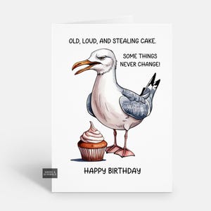 Carte d'anniversaire drôle de mouette pour lui ou elle, carte de voeux de plaisanterie grossière effrontée