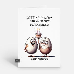 Tarjeta de cumpleaños divertida con forma de huevo para él o ella, tarjeta de felicitación con chistes y bromas.
