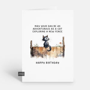 Carte d'anniversaire drôle de chat noir pour lui ou elle, carte de voeux de plaisanterie pour des hommes ou des femmes adultes