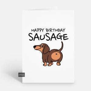Divertida tarjeta de cumpleaños de perro salchicha para él o ella, tarjeta de felicitación de broma para hombres o mujeres adultos
