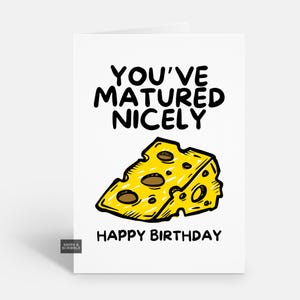 Carte d'anniversaire drôle de jeu de mots de fromage pour lui ou elle, carte de voeux de plaisanterie pour des hommes ou des femmes adultes