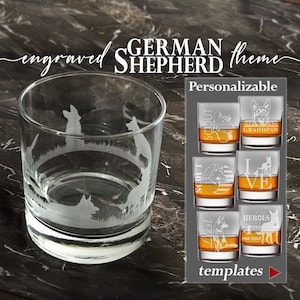 German Shepherd Whiskey Glass Engraved with Personalization