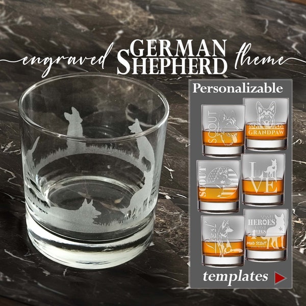 German Shepherd Whiskey Glass Engraved with Personalization