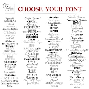 May include: A graphic displaying a variety of font styles, including serif, sans-serif, and script fonts. The text "CHOOSE YOUR FONT" is at the top, with font names listed below. The image is for graphic design or typography.