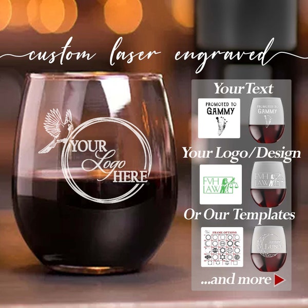 Custom Stemless Wine Glass, Personalized