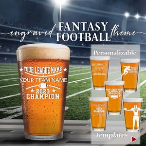 Custom Engraved Fantasy Football Pint Glass Trophy