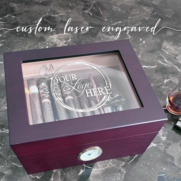 Custom Personalized Humidor - Holds 25-50 Cigars