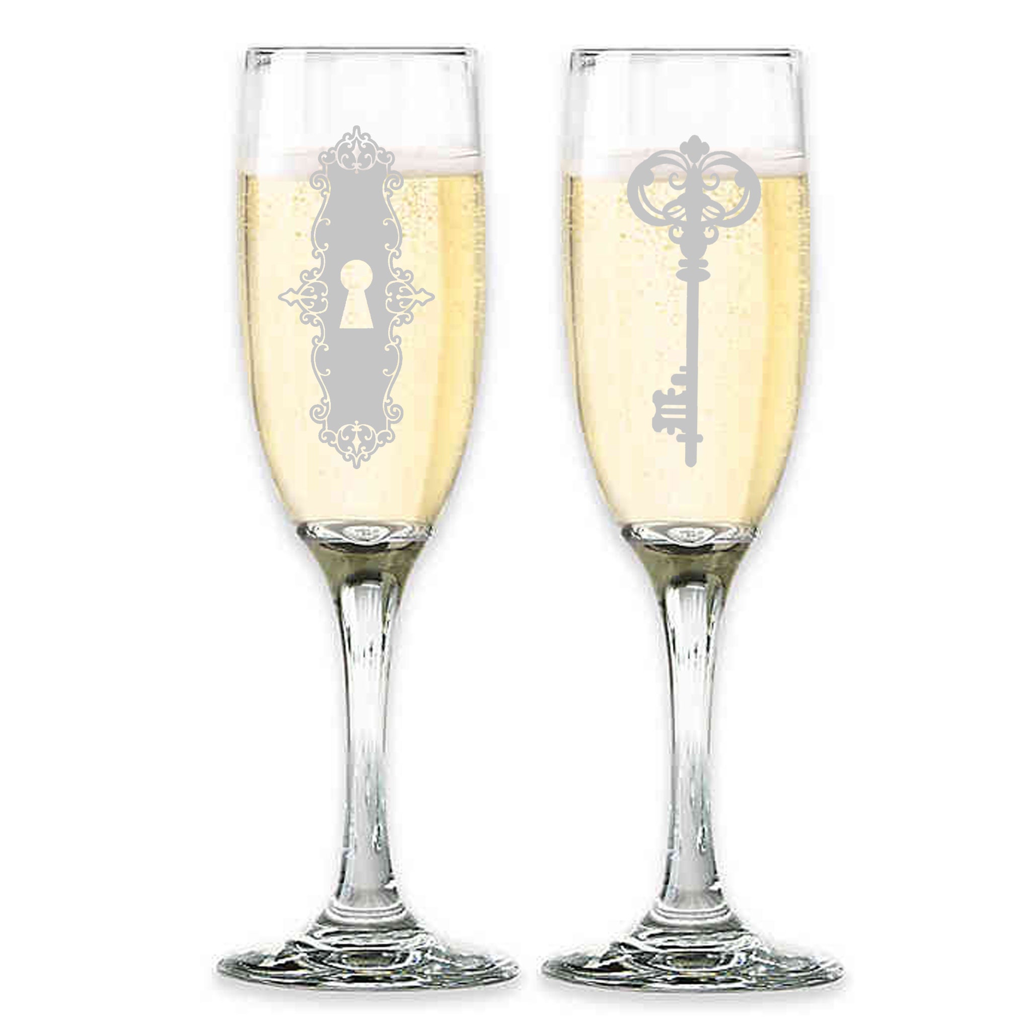 1 Pack 6oz White Bridal Champagne Flutes, Wine Glasses, Travel Glasses