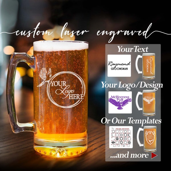 Custom Engraved Beer Stein, Personalized 17.5oz