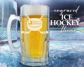 Custom Hockey Giant Beer Stein Glass Trophy Personalized Etched Engraved Wedding Birthday Gift