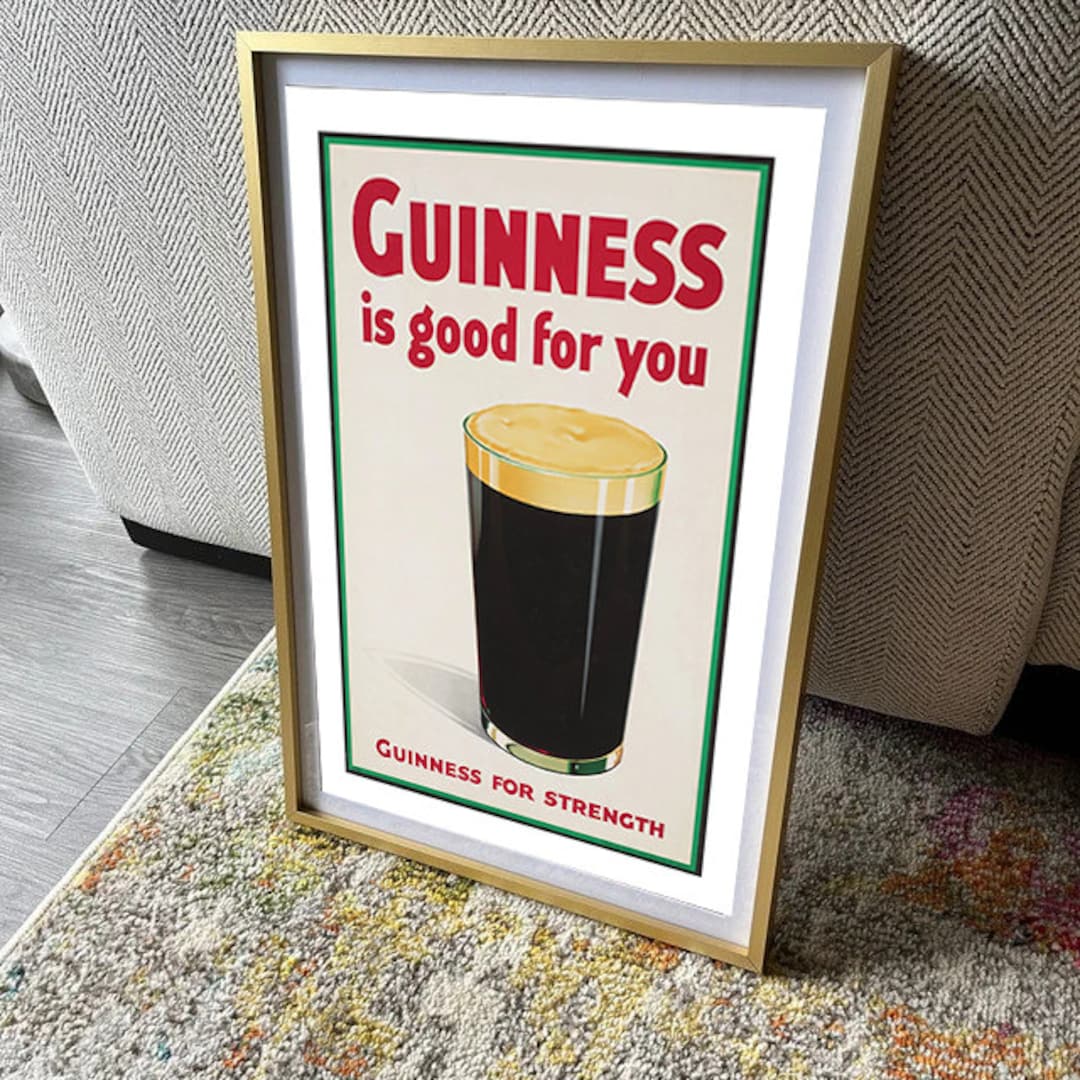 Vintage Guinness Gives You Strength Poster Guinness Poster Etsy