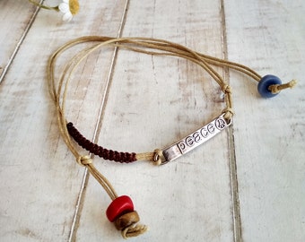 Peace Wrap Cord Bracelet For Women, Multi Strand Bracelet Boho Hippie Style, Inspiring Casual Jewelry, Greek Design Jewelry, BestFriend Gift