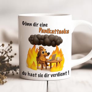 Chaoshond op laptop | Grappige mememok voor werk en thuiskantoor | Cadeau voor collega's met humor