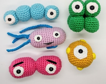 Mini Microbes Crochet pattern, bacteria, microbiology, science, biology,