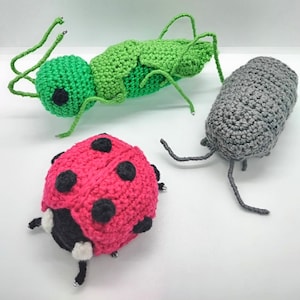 Minibeast Collection Crochet Pattern, Ladybird, Ladybug, Cricket, Woodlouse, Pill bug, Insect