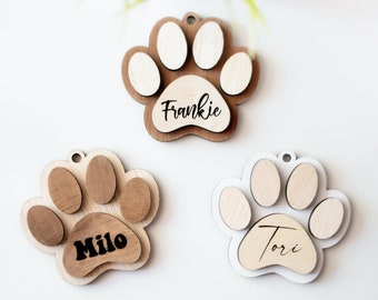 1 Dog Paw Ornament , Personalized, Christmas Ornament, Dog Paw, Ornament, Laser Cut, Wood, Handmade, Your Dogs Name, Dog Ornament, Christmas