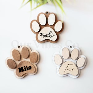 Custom Dog, Cat or Pet Ornament, Personalized Handmade gift, Christmas Ornament, Dog Paw, Wood, Handmade, Dogs Name, Dog Ornament, Christmas