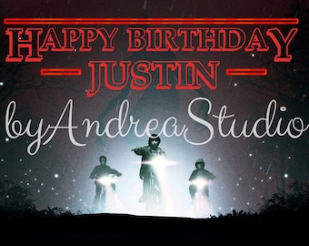 PRINTED Personalized Inspired Stranger Things Birthday Party Backdrop / Background - Stranger Things Party Decoration