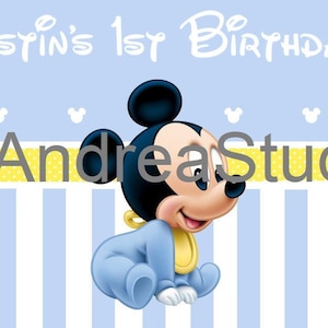 PRINTED Custom Personalized Baby 1st Mickey Birthday Party Backdrop -Mickey Mouse Birthday Party Banner -Mickey Party Decoration