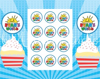 Instant download - DIGITAL Printable Inspired in Ryan's World cupcake toppers - Ryan's World party supplies - Ryan's World birthday party
