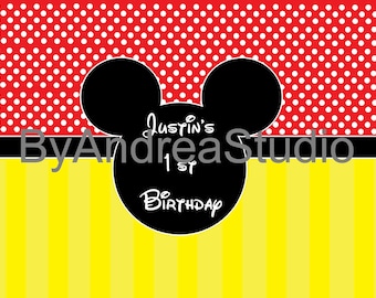 PRINTED Custom Personalized Mickey Birthday Party Backdrop - Mickey Mouse Birthday Party Background - Mickey Party Decoration