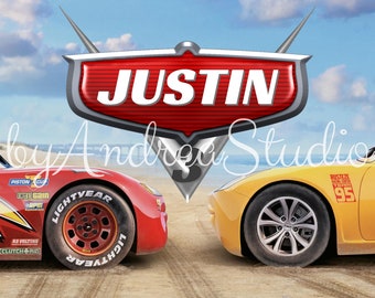 Personalized Cars Birthday Backdrop – Printed Party Decoration