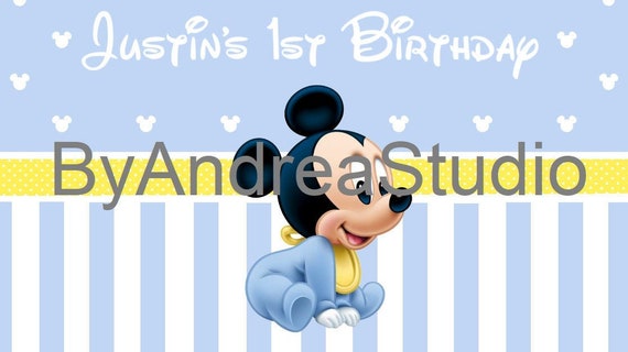 Printable MICKEY MOUSE Birthday Backdrop. CUSTOM Mickey Mouse Baby Blue  Party Decoration. Mickey Mouse Birthday 6,5x6,5 Feet Party Banner 