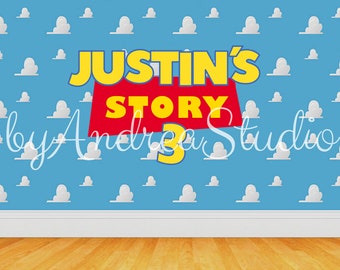 PRINTED Personalized Inspired Toy Story Birthday Party Backdrop / Background - Toy Story Party Decoration