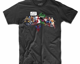 And That's How I Saved The World Jesus Avengers Superheroes A Men's T-Shirt 