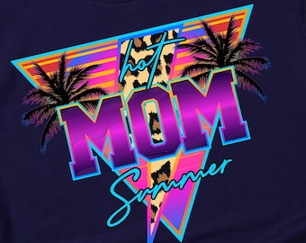 Hot Mom Summer Svg, Neon Summer Beach Designs, Hot Mom Summer Png, Vintage, Leopard Print, Mom Summer Shirt PNG, Mom Shirt png Sublimation