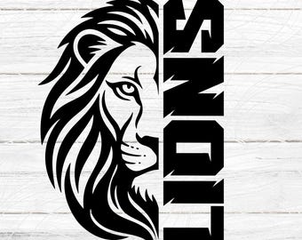 Lion Head svg, Lion svg, Lions SVG, Lions SVG Cricut, Lions Cutfile, Lions Silhouette, Lions School Mascot for Cricut and Silhouette