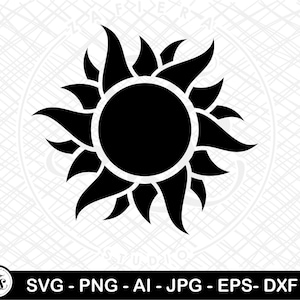 Snygg svart sol eller solskenssilhuett sol svg, solexplosion SVG, sol clipart, solsken svg, sommarsol svg, solstrålar svg, boho sol png svg