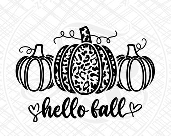 Hallo Herbst Kürbis SVG, Hallo Herbst Kürbis SVG Leopard Print Kürbis, Kürbis Schablone SVG, Herbst Zeichen svg, Herbst SVG für Cricut und Silhouette