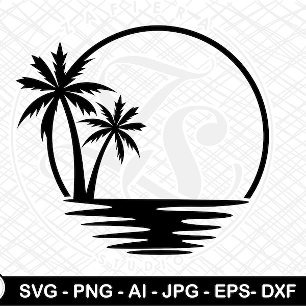 Palm Trees Svg, Tropical, Vacation, Ocean, Beach, Summer, Sea Svg for Cricut and Silhouette