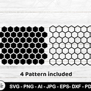 Honungskakamönster Svg, Honungskakabimönster, Sömlös hexagon, Hexagonmönster, Honungskaka jpg, ai, pdf, svg, png, dxf, eps-filer ingår
