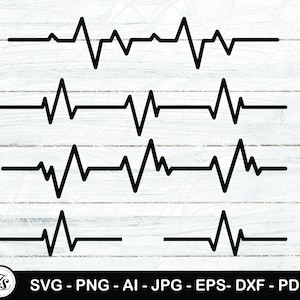 Heartbeat Pulse Clip Art , Heartbeat Line Svg, ECG EKG Cut Files, Healthcare Vector, Nurse Vector