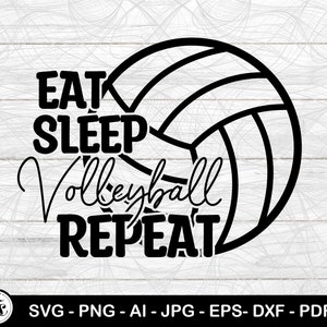 食べて寝てバレーボールを繰り返す、バレーボール SVG、スター SVG、デジタル ダウンロード、バレーボール選手 SVG、試合日 SVG、スポーツ SVG