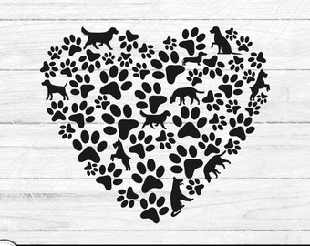 Dog Valentine Svg, Dog Mom Svg, Paw Heart SVG, Cat Dog Lover Valentines Day, Dog Valentine Svg, Paw Heart, Cat Dog Lover Valentines Day Svg