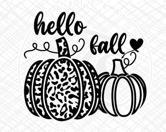 Hallo Herbst Kürbis SVG, Hallo Herbst Kürbis SVG Leopard Print Kürbis, Kürbis Schablone SVG, Herbst Zeichen svg, Herbst SVG für Cricut und Silhouette