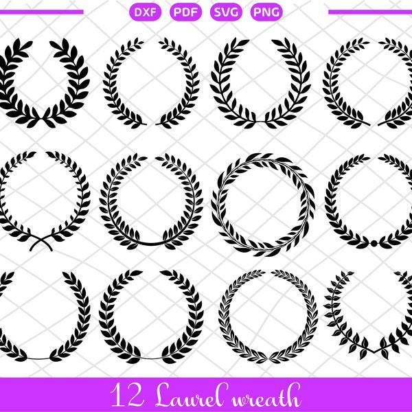 Laurel Wreath Svg Laurel Sreath Svg Wreath Svg Floral Wreath Svg Bundle cut file for Cricut & Silhouette