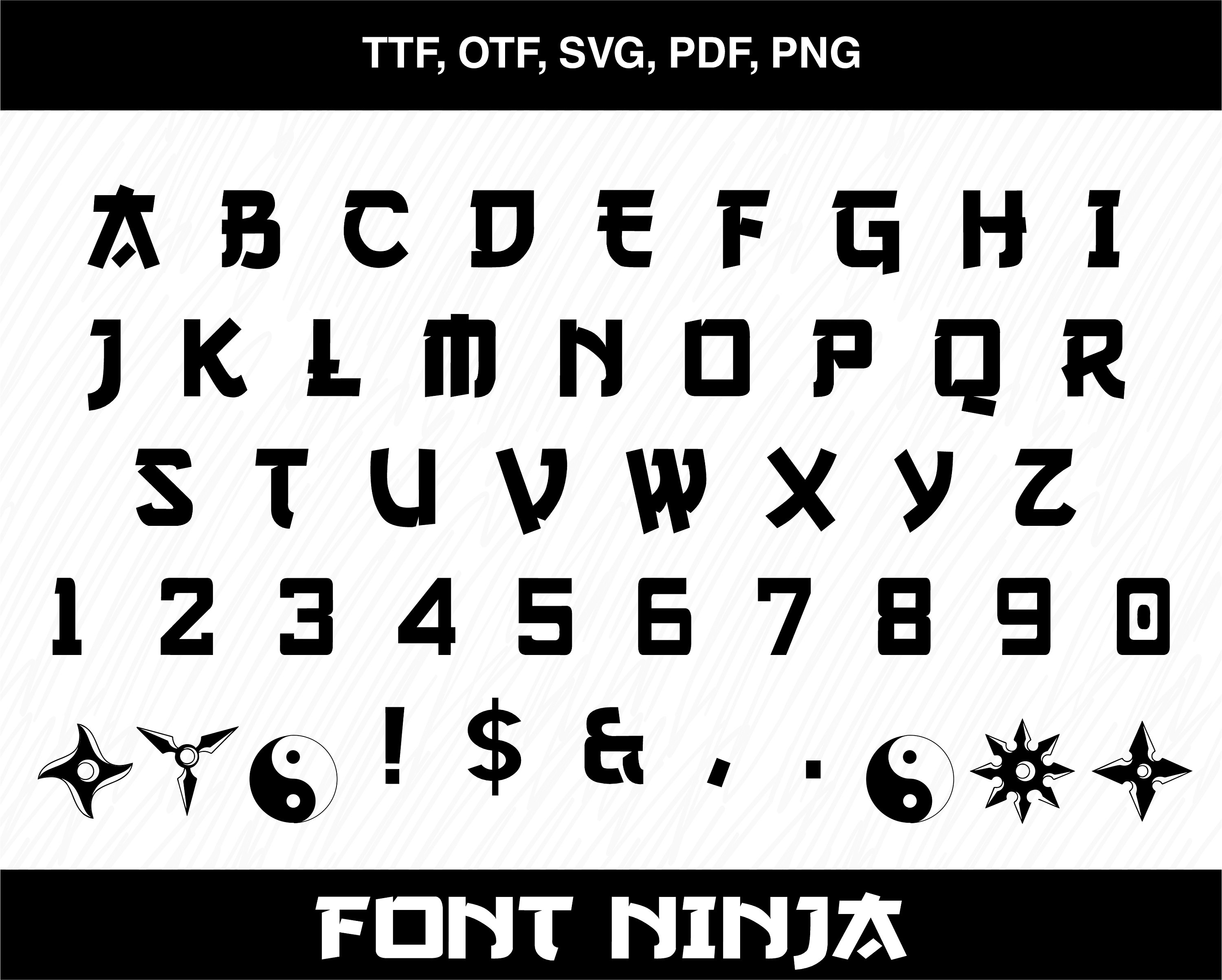 Ninja Font Svg Yinyang Svg Fonts Svg for Cricut Ninja Cut Etsy